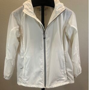 Eddie Bauer Sport White Lightweight Hooded Jacket Women's Size S Full Zip Casual